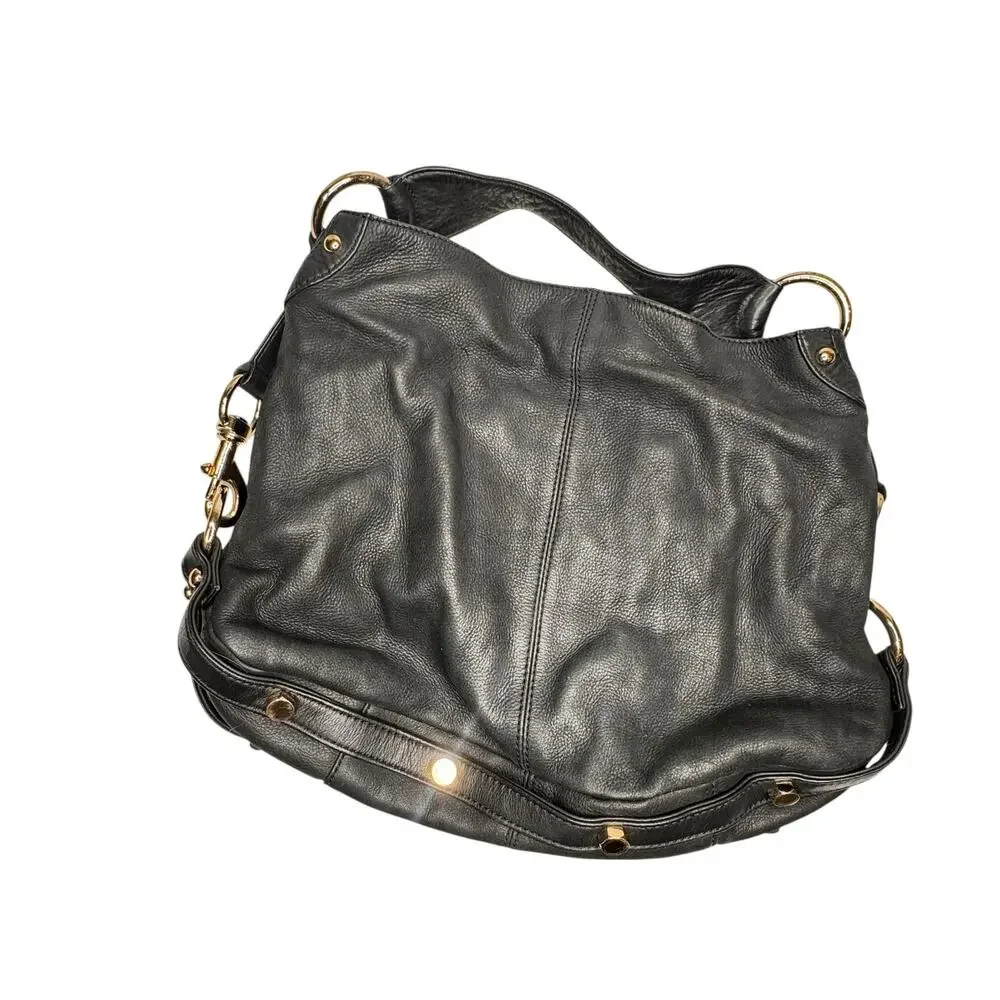 Rebecca Minkoff Black  Hobo Leather Moto Handbag Purse with Dust Cover Bag